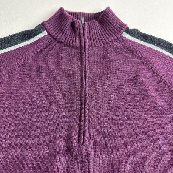 Smartwool Pullover 1/4 Zip Mock Neck‎ Sweater Wool Blend Mens Size Medium Maroon - Picture 3 of 9